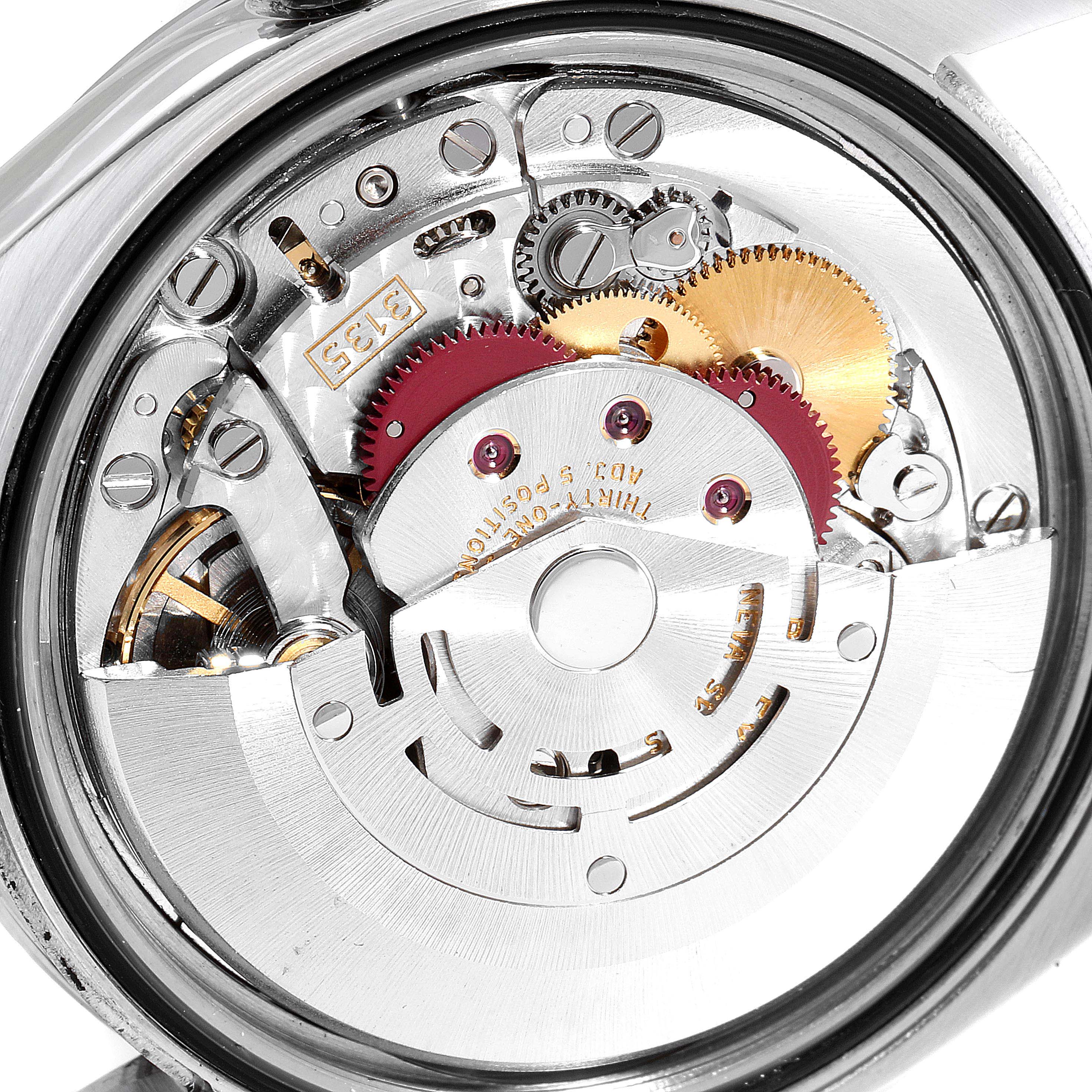 This image shows the internal mechanism and gears of the Rolex Turn-o-Graph 116264 Men's Stainless Steel Black Dial 116264 Men's Stainless Steel Black Dial watch from a close-up, rear angle.