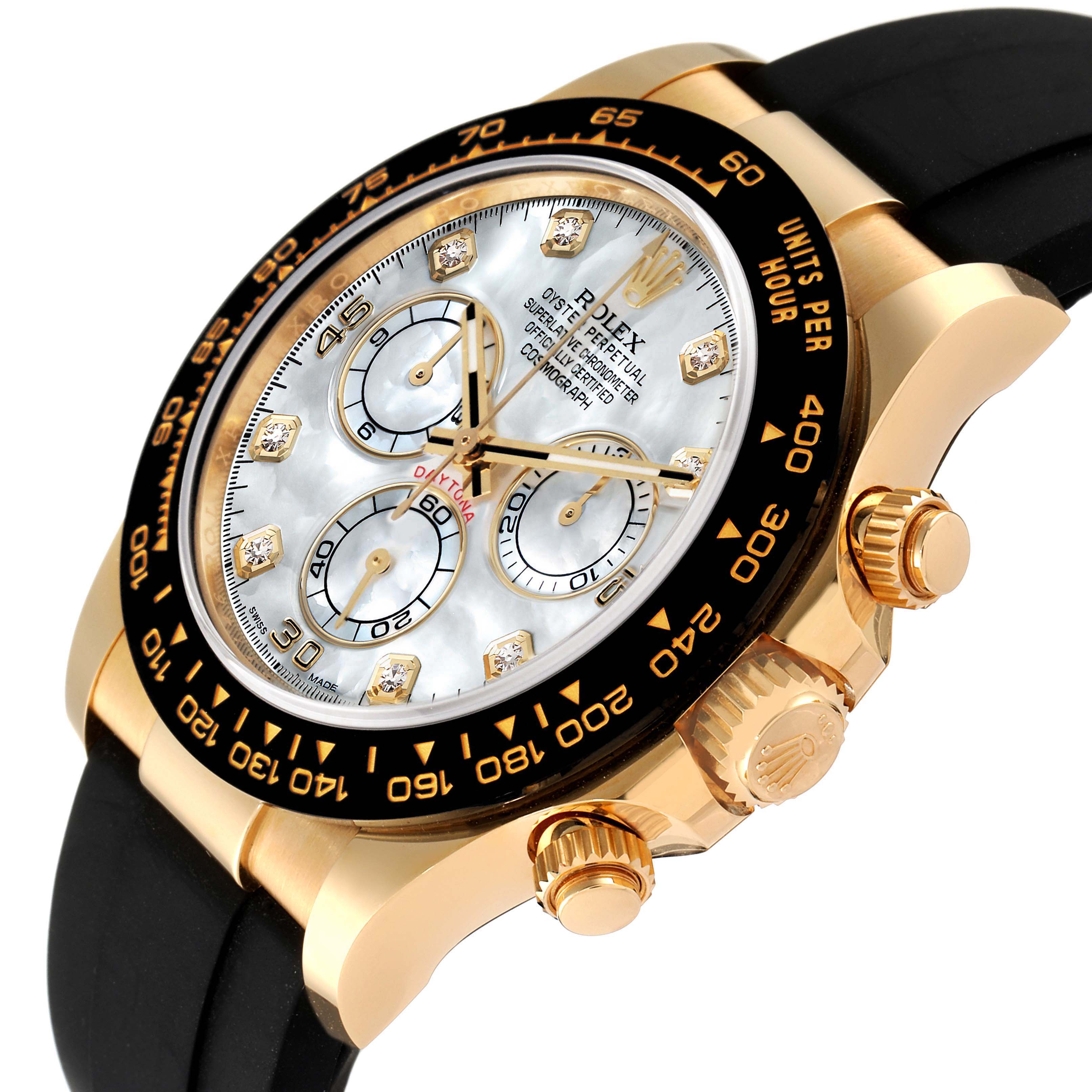 Rolex Daytona Yellow Gold Mother of Pearl Diamond Dial Mens Watch ...