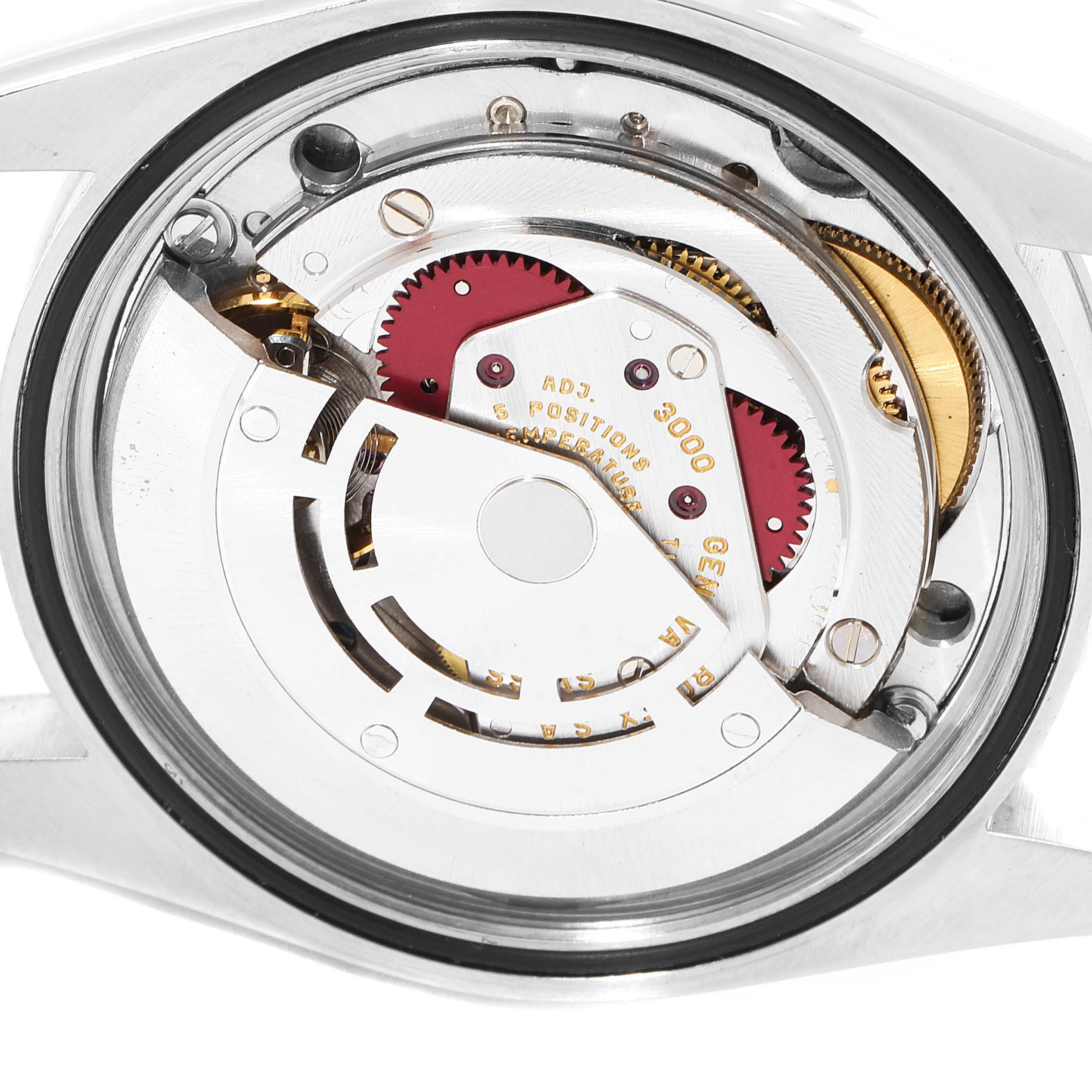 This image shows the inner mechanism of a Rolex Explorer 14270 Men's Stainless Steel Black Dial 14270 Men's Stainless Steel Black Dial watch, specifically the movement components.