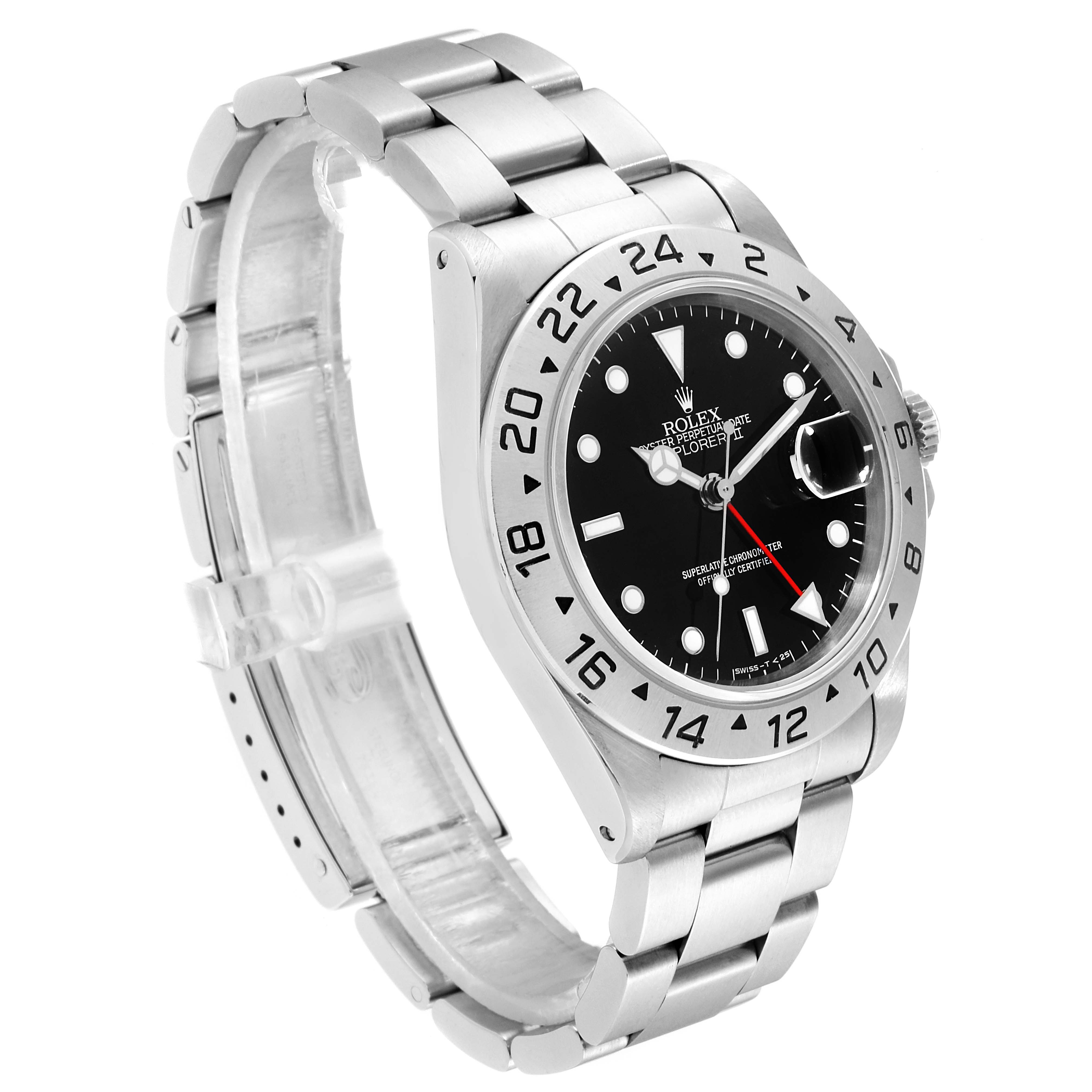 The image shows a Rolex Explorer 16570 Men
s Stainless Steel Black Dial 16570 Men
s Stainless Steel Black Dial model watch at a three-quarter angle, displaying the bracelet, bezel, and dial.