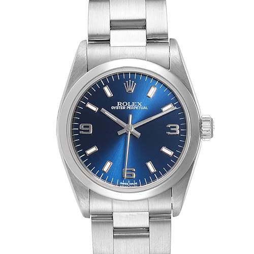 Photo of Rolex Midsize 31 Blue Dial Steel Ladies Watch 77080 Box Papers