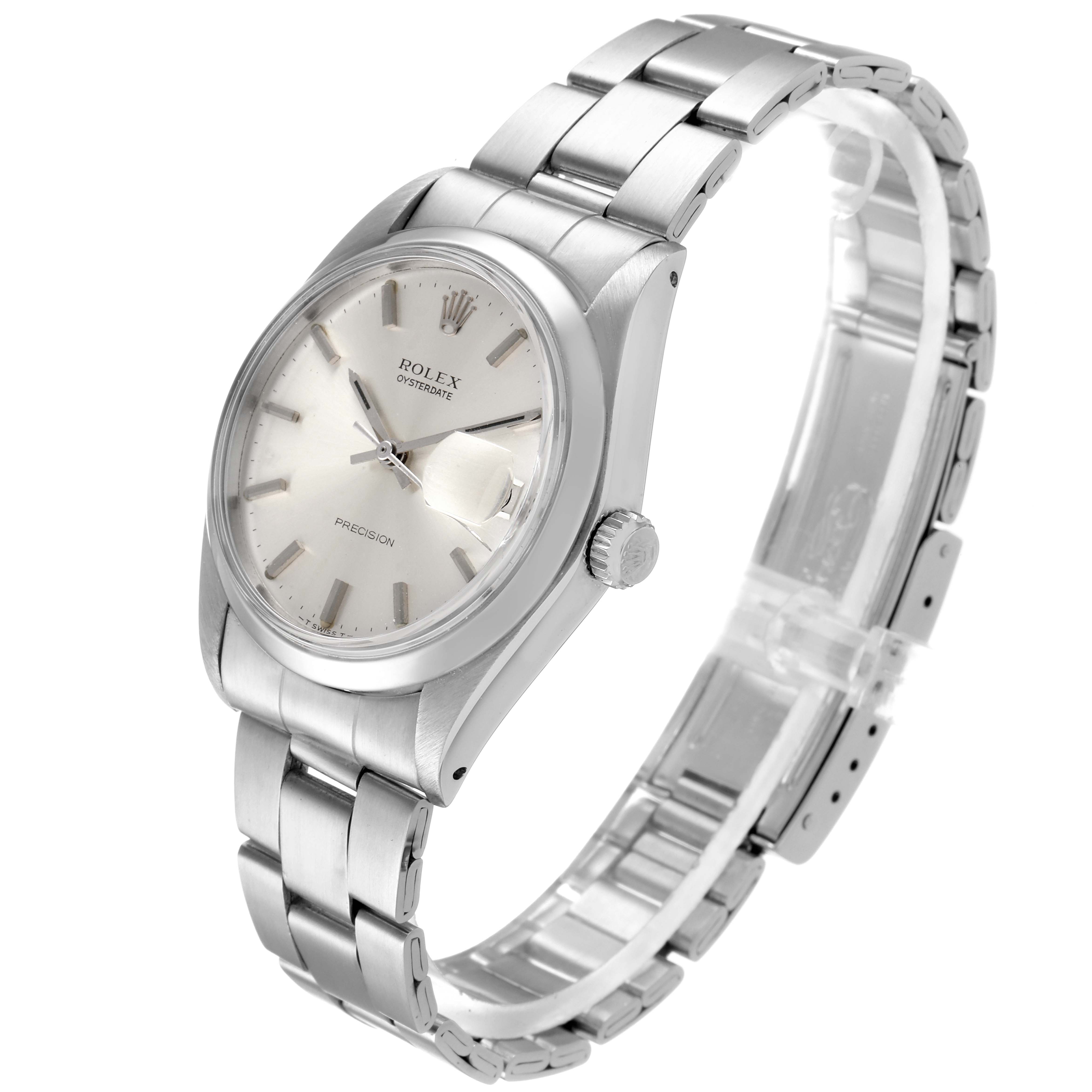 The image shows a Rolex Vintage Collection 6694 Men
s Stainless Steel Silver Dial 6694 Men
s Stainless Steel Silver Dial model watch at a slight angle, displaying the watch face, crown, and metal bracelet.