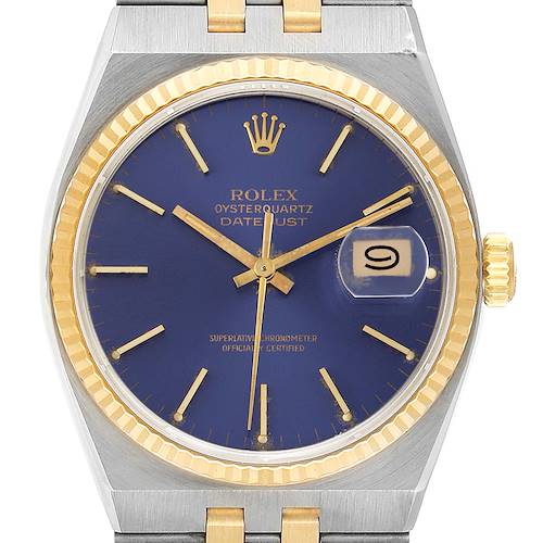 Photo of Rolex Oysterquartz Datejust Steel Yellow Gold Blue Dial Mens Watch 17013