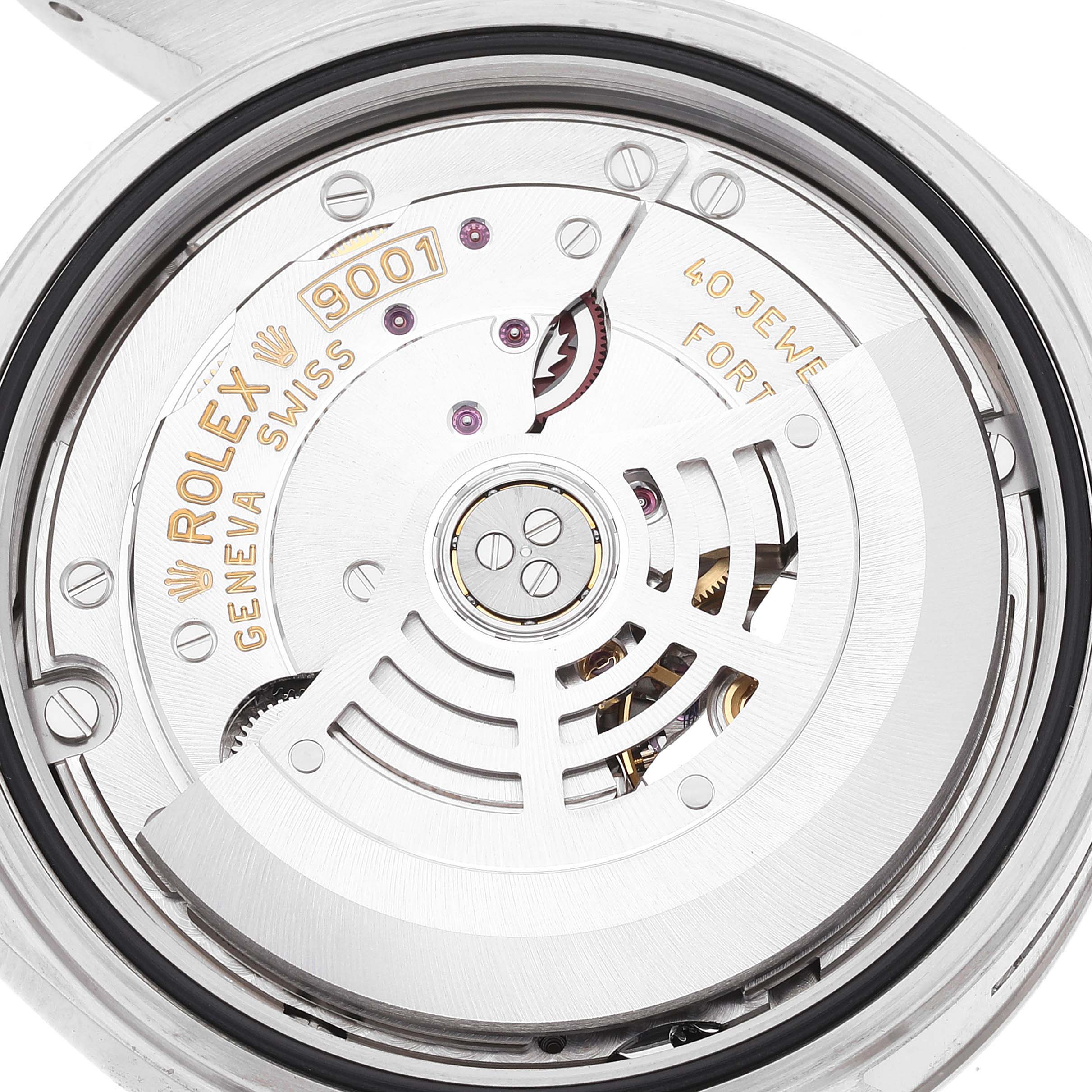 This image shows the movement mechanism of the Rolex Sky-Dweller 326934 Men
s Stainless Steel Blue Dial 326934 Men
s Stainless Steel Blue Dial watch, viewed from the back.