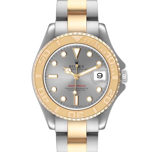 Photo of Rolex Yachtmaster 35 Midsize Steel Yellow Gold Grey Dial Mens Watch 168623