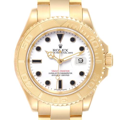 Photo of Rolex Yachtmaster 40 Yellow Gold White Dial Mens Watch 16628 Box Papers