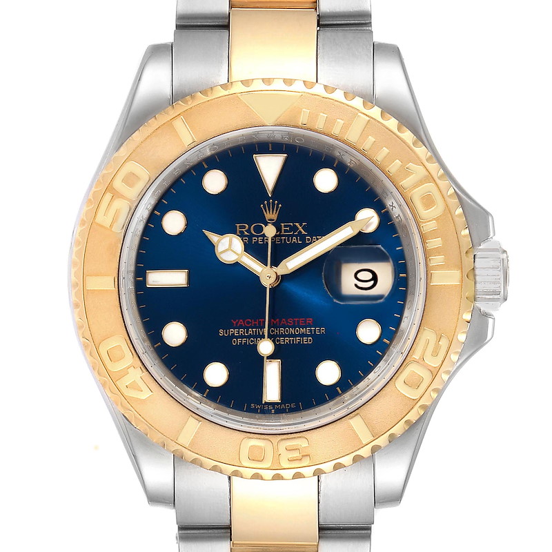Rolex Yachtmaster 40mm Steel Yellow Gold Blue Dial Mens Watch 16623 SwissWatchExpo