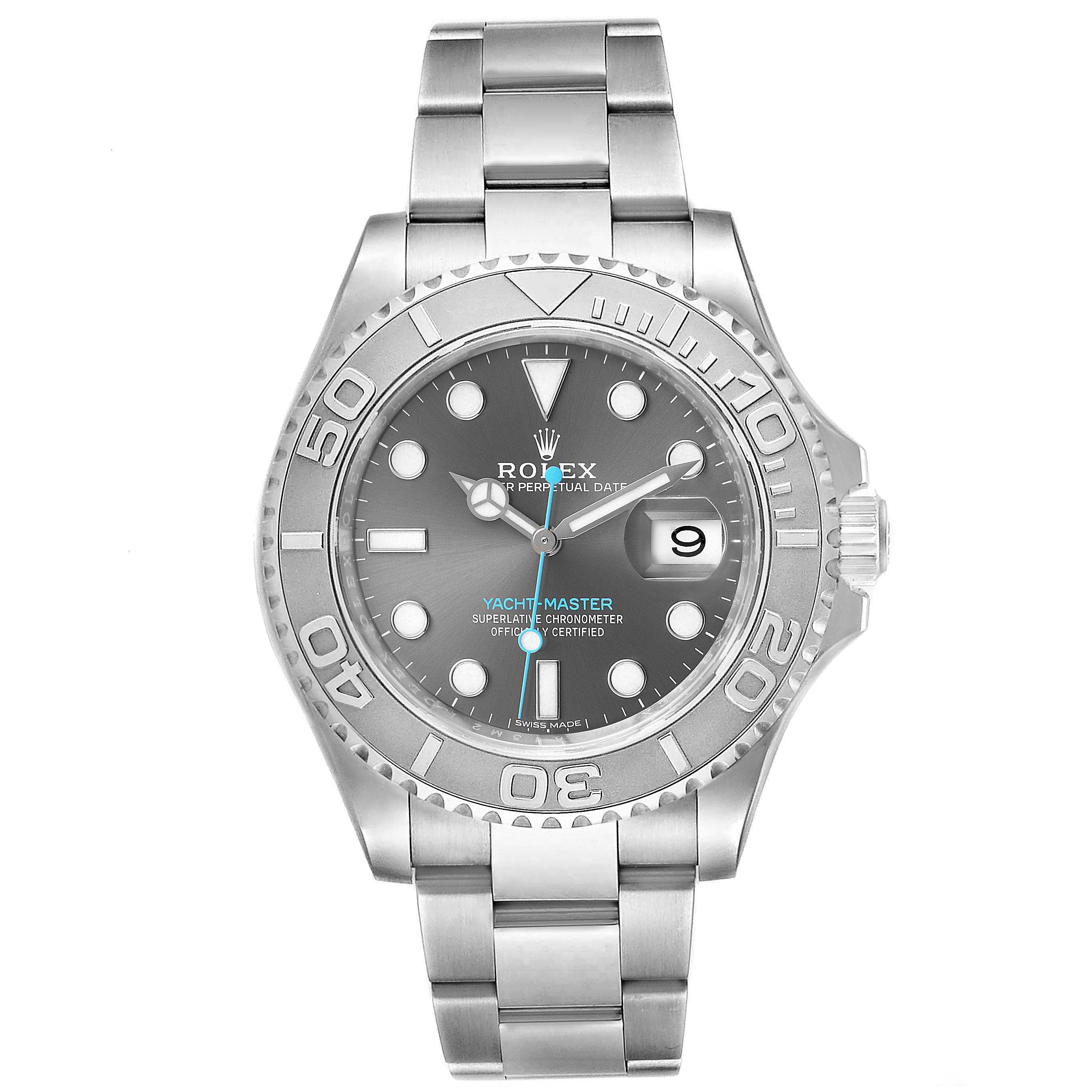 Rolex Yachtmaster Rhodium Dial Steel Platinum Mens Watch 116622 Box ...