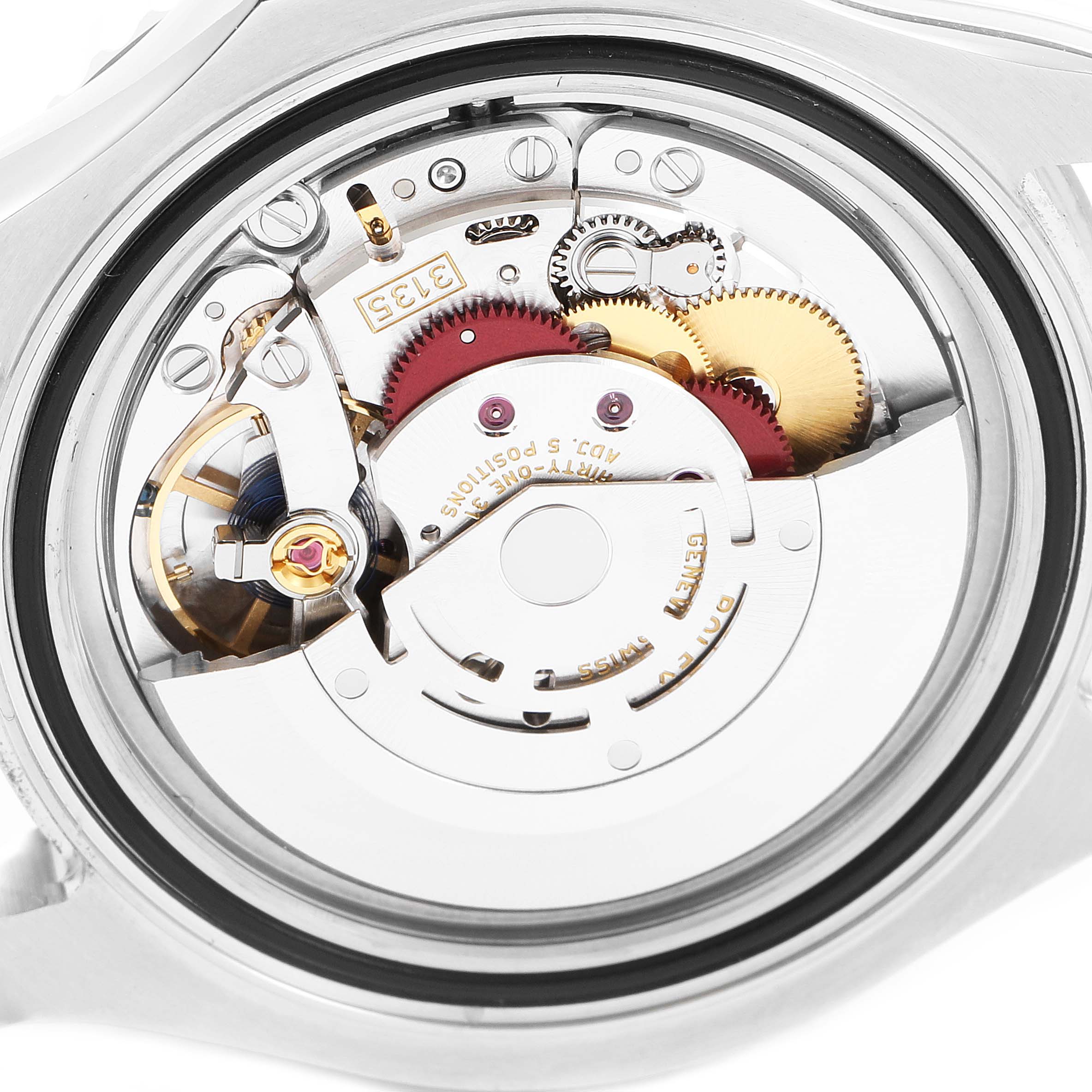 This image shows the movement and internal mechanism of a Rolex Yacht-Master 116622 Men
s Stainless Steel Grey Dial 116622 Men
s Stainless Steel Grey Dial watch from the back angle.