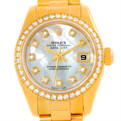 Photo of Rolex President Ladies 18k Yellow Gold MOP Diamond Watch 179138