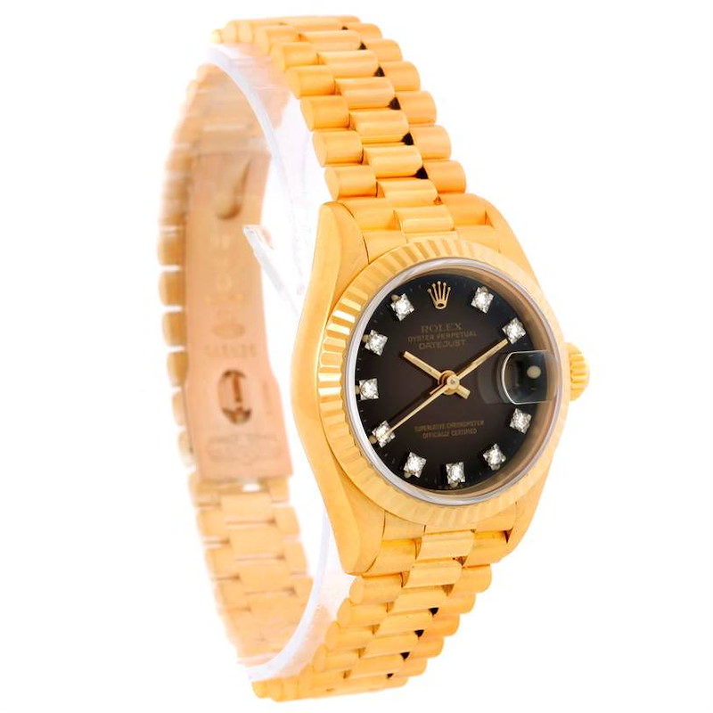 Rolex President Ladies 18k Yellow Gold Vignette Diamond Watch 69178 SwissWatchExpo