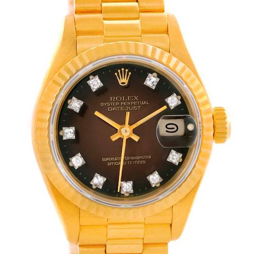 Photo of Rolex President Ladies 18k Yellow Gold Vignette Diamond Watch 69178