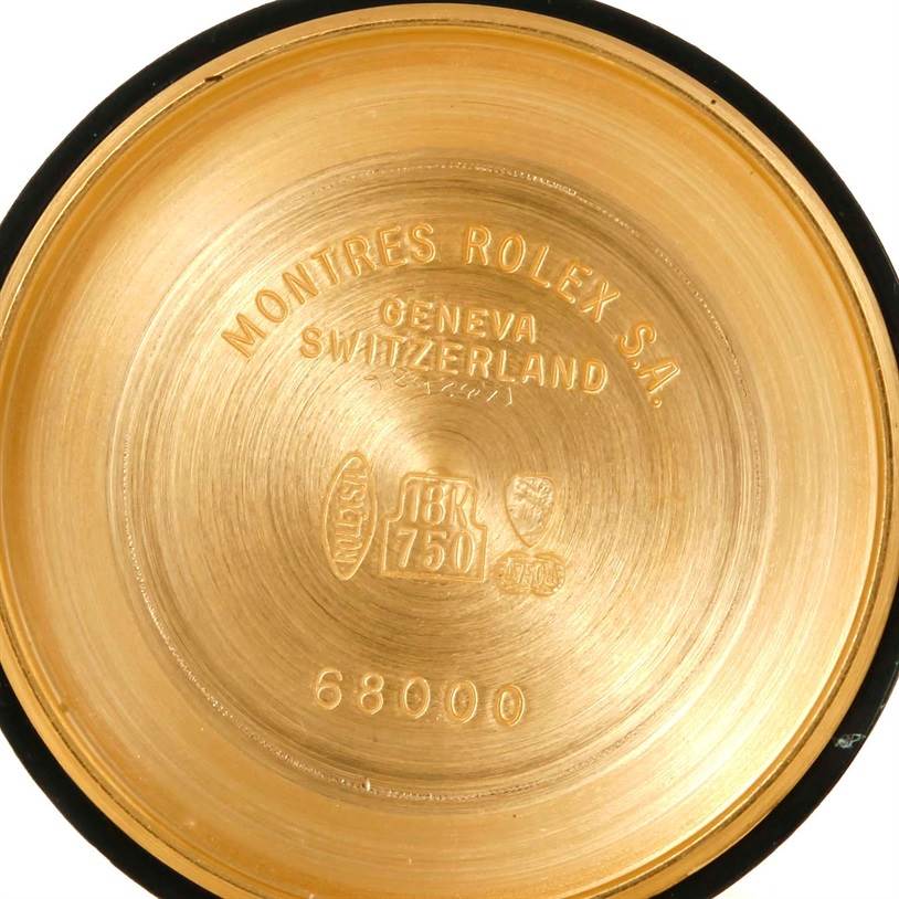 The image shows the engraved inner case back of a Rolex President 68278 Women's Yellow Gold Black Dial 68278 Women's Yellow Gold Black Dial model watch.