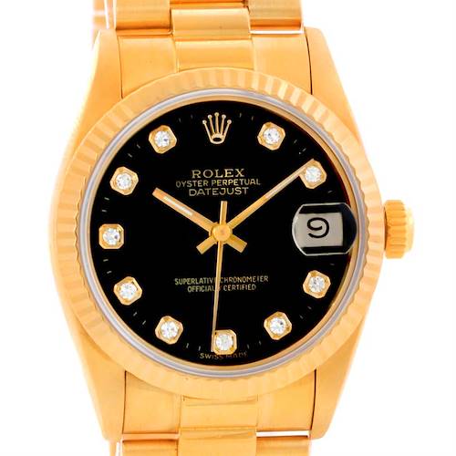 Photo of Rolex President Datejust Midsize 18K Gold Diamond Watch 68278