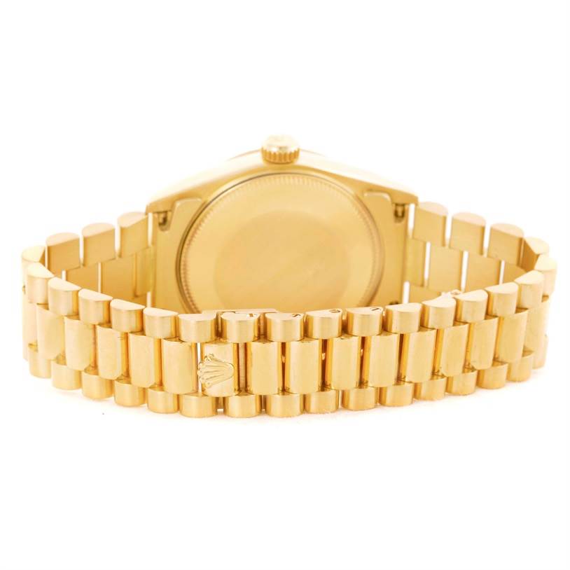 The image shows the back and bracelet of a Rolex President 68278 Women's Yellow Gold Beige Dial 68278 Women's Yellow Gold Beige Dial model watch at a rear angle.