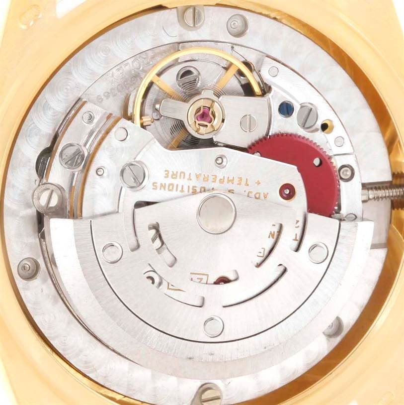 The image shows the internal movement mechanism of the Rolex President 68278 Women's Yellow Gold Beige Dial 68278 Women's Yellow Gold Beige Dial model watch from a top-down angle.