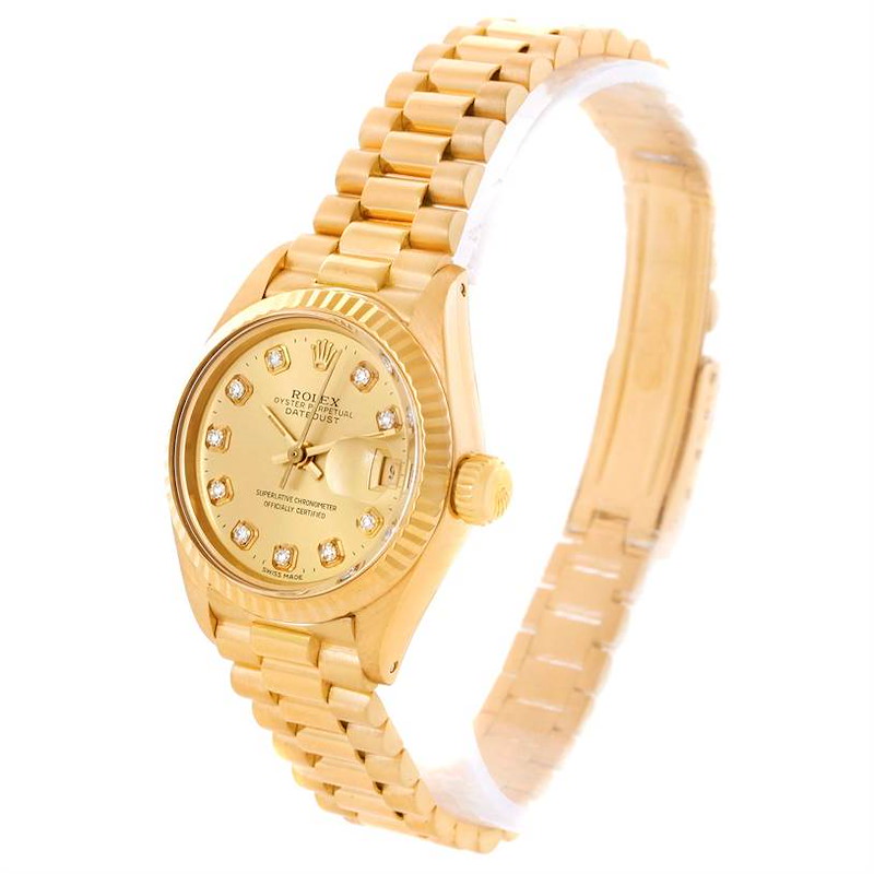 Rolex President Datejust Ladies 18k Yellow Gold Diamond Watch 6917 SwissWatchExpo