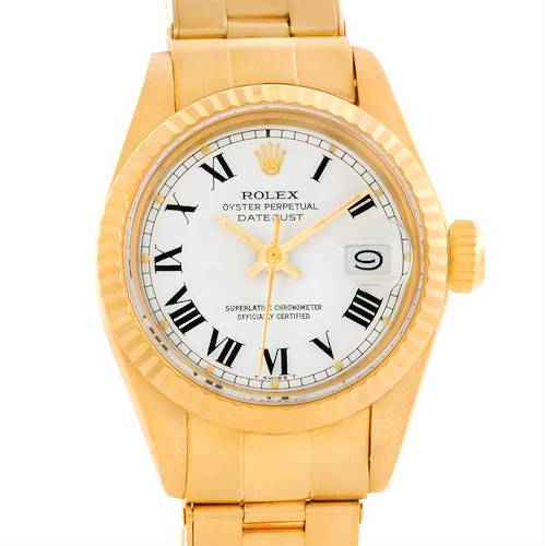 Photo of Rolex President Datejust Ladies 18k Yellow Gold White Dial Watch 6917