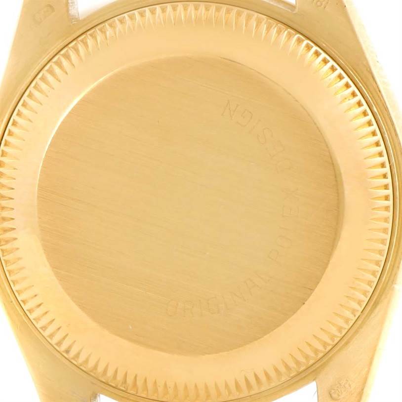 This image shows the case back of the Rolex President 69178 Women's Yellow Gold Champagne Dial 69178 Women's Yellow Gold Champagne Dial model watch.