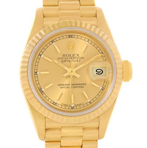Photo of Rolex President Datejust Ladies 18K Yellow Gold Index Dial Watch 69178
