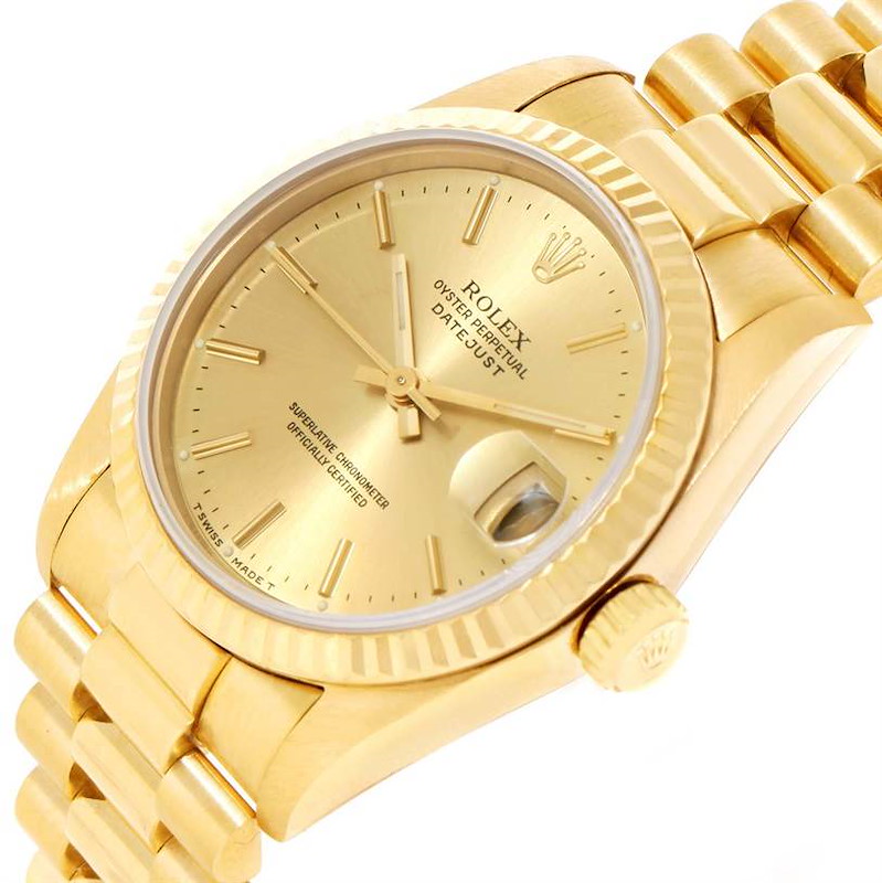 Rolex President Datejust Midsize 18K Gold Watch 68278 SwissWatchExpo