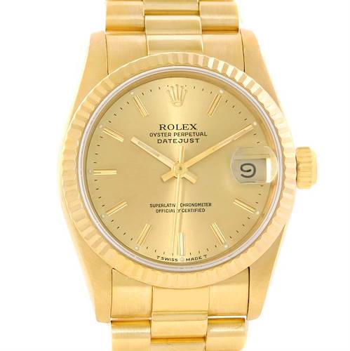Photo of Rolex President Datejust Midsize 18K Gold Watch 68278