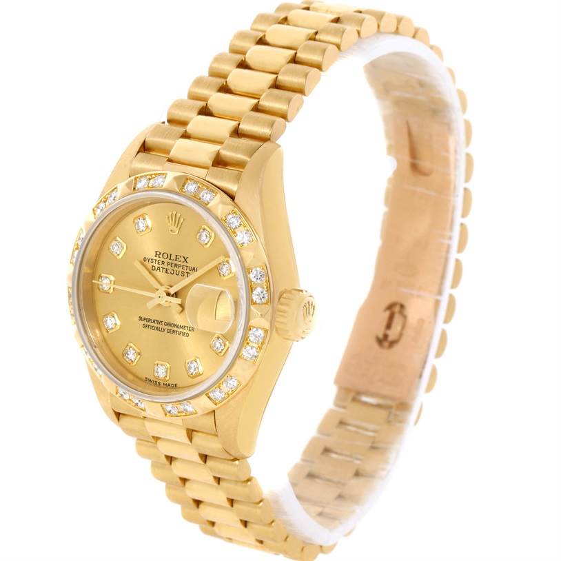 Rolex President Datejust Ladies 18k Yellow Gold Diamond Watch 79258 ...