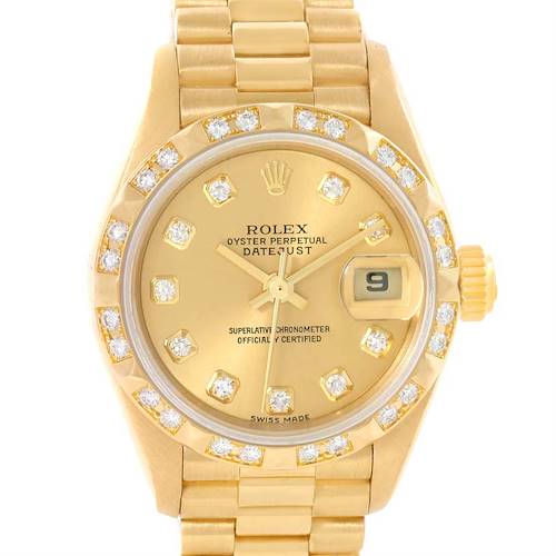 Photo of Rolex President Datejust Ladies 18k Yellow Gold Diamond Watch 79258