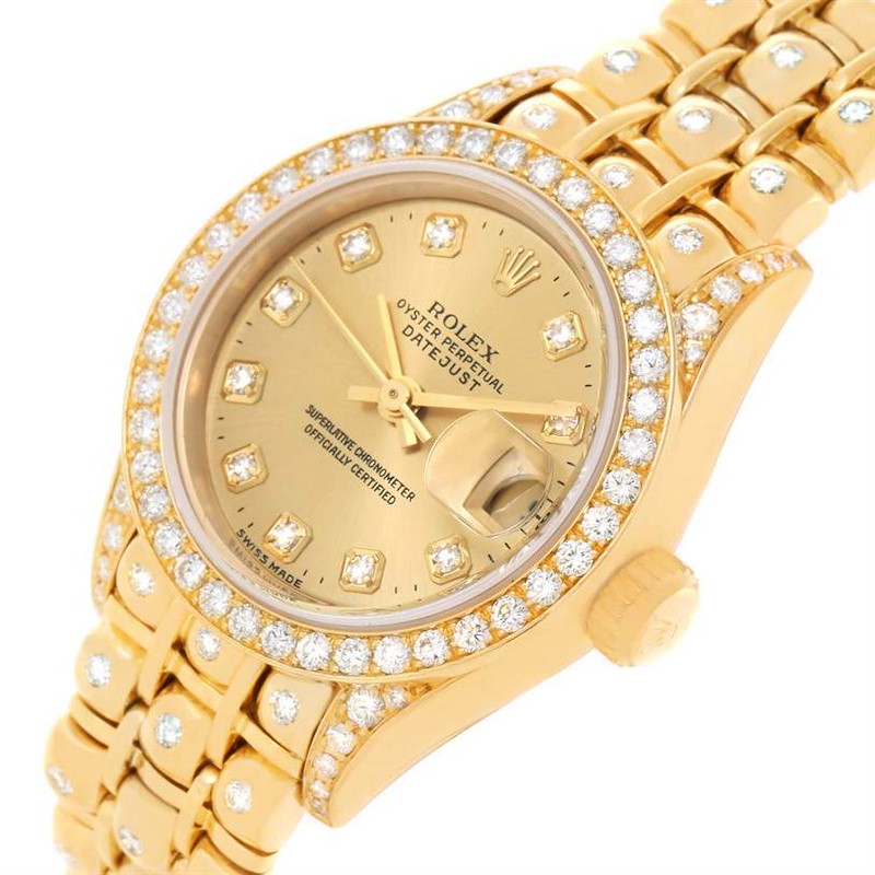 Rolex President Datejust 18K Yellow Gold Diamond Bracelet Watch 69158 ...