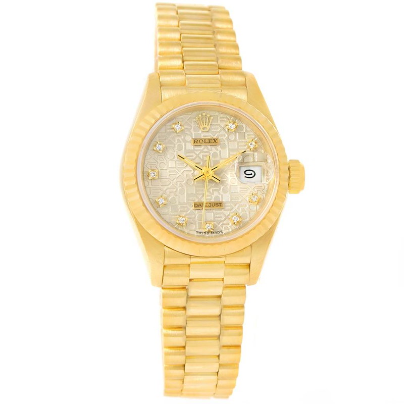 Rolex President Datejust 18k Yellow Gold Jubilee Diamond Watch 69178 SwissWatchExpo
