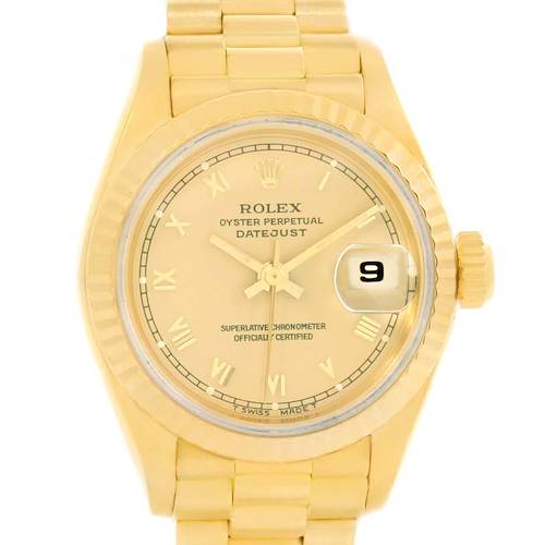 Photo of Rolex President Datejust Ladies 18k Yellow Gold Roman Dial Watch 69178