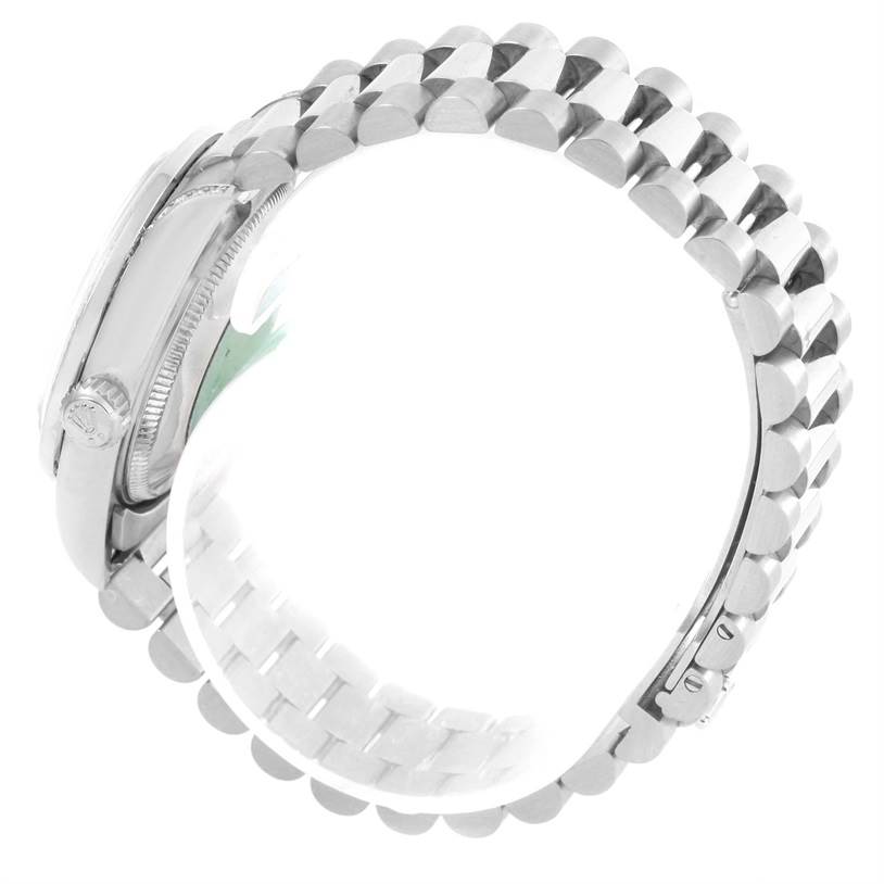 The image shows the side profile and bracelet of the Rolex President 68159 Women's White Gold Mother of Pearl Dial 68159 Women's White Gold Mother of Pearl Dial model watch, highlighting the case and crown.