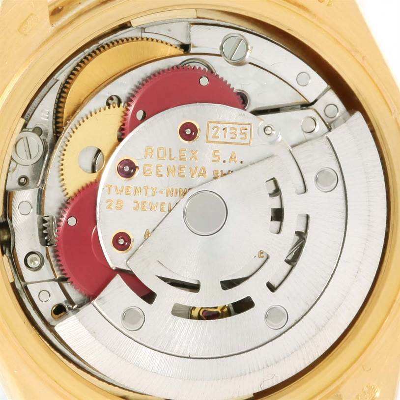 This is a close-up of the movement mechanism inside a Rolex President 69178 Women's Yellow Gold Champagne Dial 69178 Women's Yellow Gold Champagne Dial model watch.