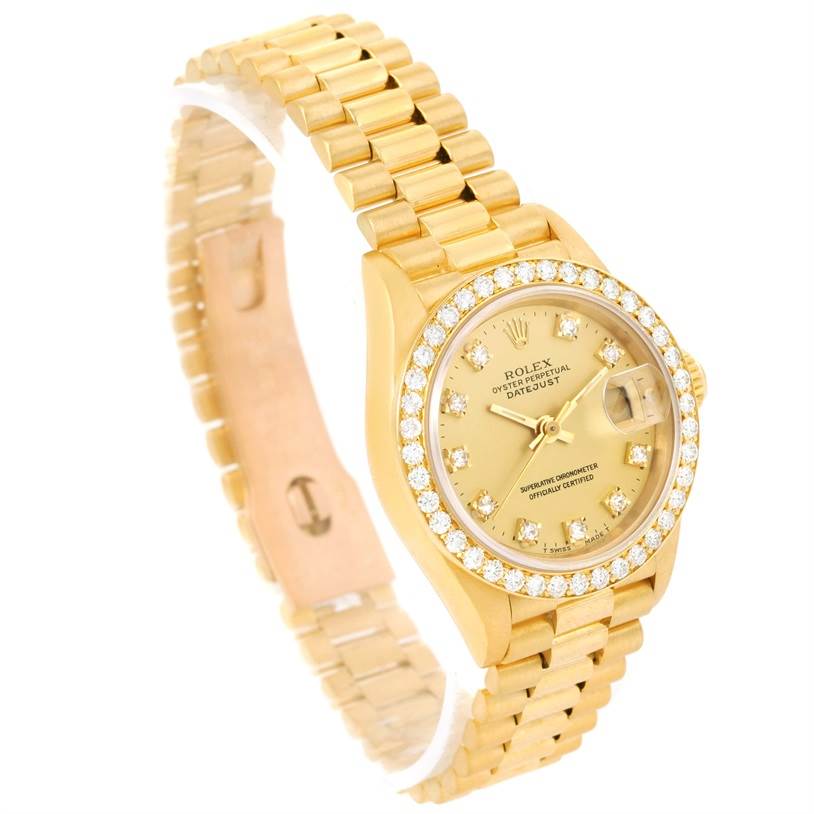 Rolex President Datejust Ladies 18k Yellow Gold Diamond Watch 69178 ...
