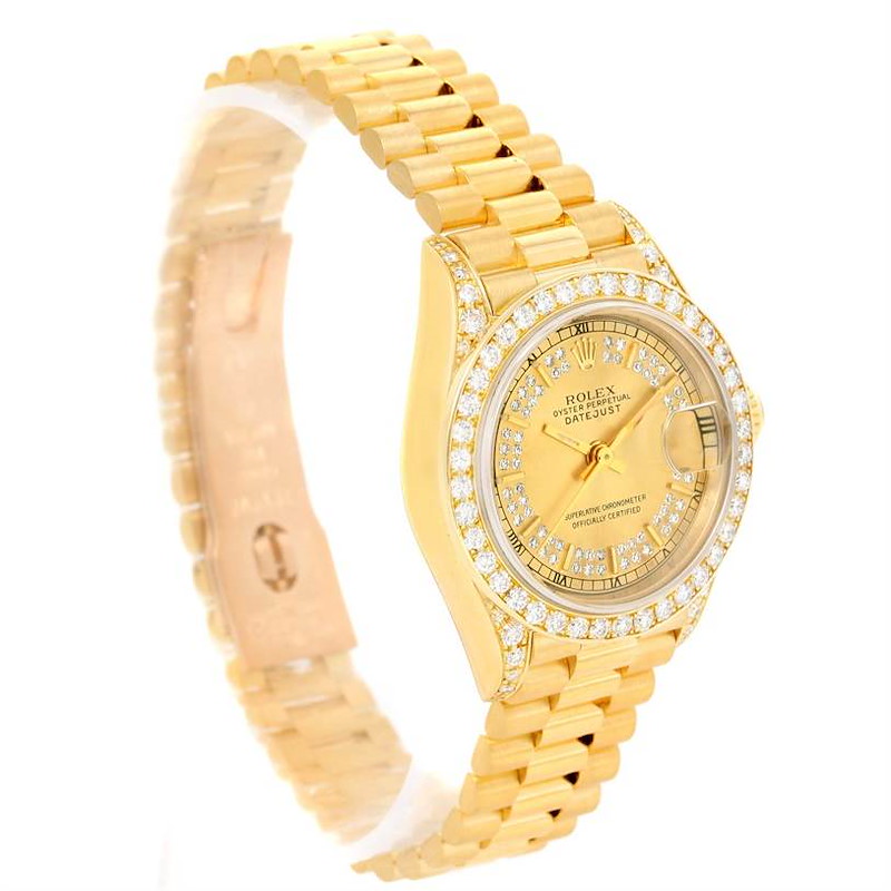 Rolex President Datejust 18k Yellow Gold Diamond Ladies Watch 69188 SwissWatchExpo