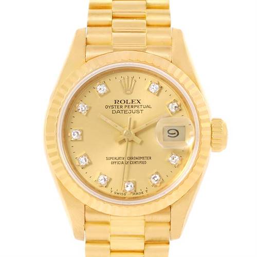 Photo of Rolex President Ladies 18k Yellow Gold Diamond Dial Watch 69178