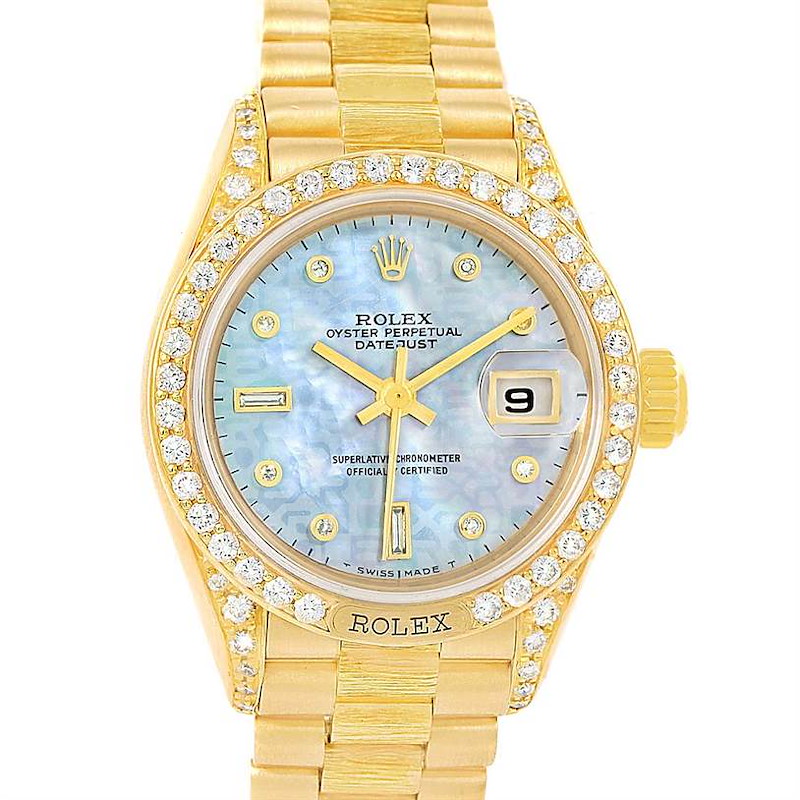 Rolex Datejust President Crown Collection Yellow Gold Diamond Watch 69158