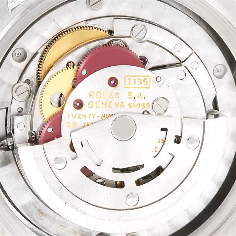 The image shows the inner mechanical movement components of a Rolex President 68279 Women's White Gold Silver Dial 68279 Women's White Gold Silver Dial model watch.