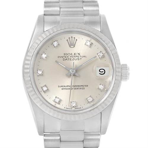 Photo of Rolex President Datejust Midsize White Gold Diamond Watch 68279