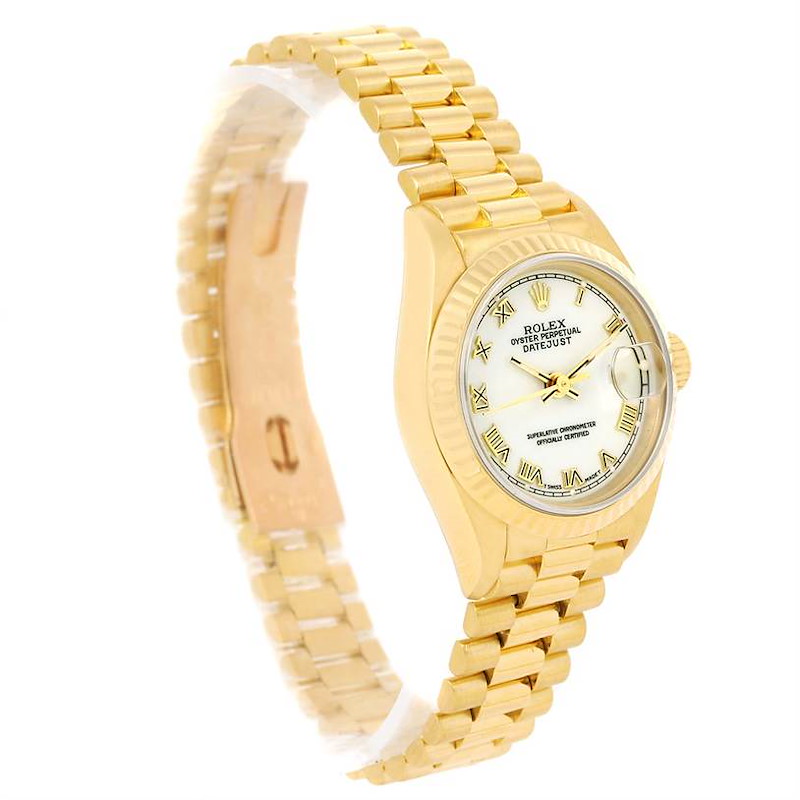 Rolex President Datejust Ladies 18k Yellow Gold White Dial Watch 69178 SwissWatchExpo