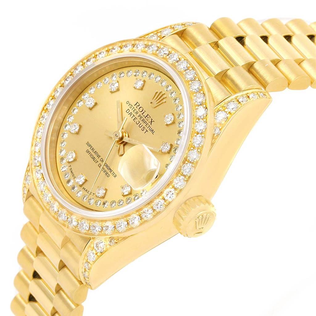 Rolex President Ladies 18k Yellow Gold String Diamond Watch 69158 ...