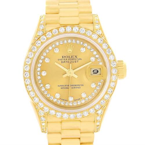 Photo of Rolex President Ladies 18k Yellow Gold String Diamond Watch 69158