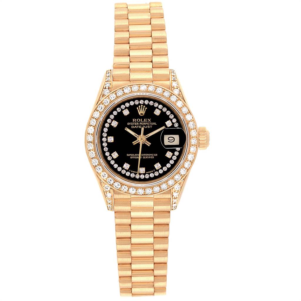 Rolex President Crown Collection Yellow Gold String Diamond Ladies ...