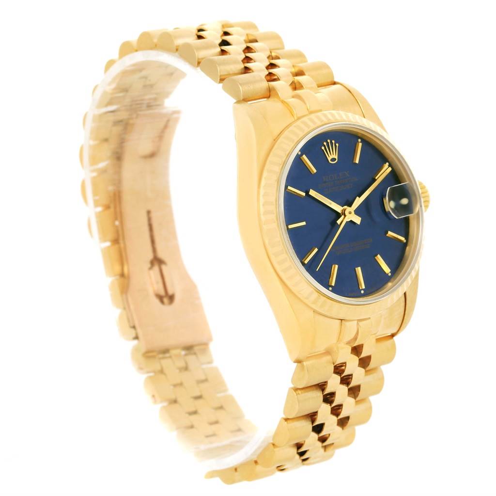 Rolex President Datejust Midsize 18K Yellow Gold Blue Dial Watch 68278 ...