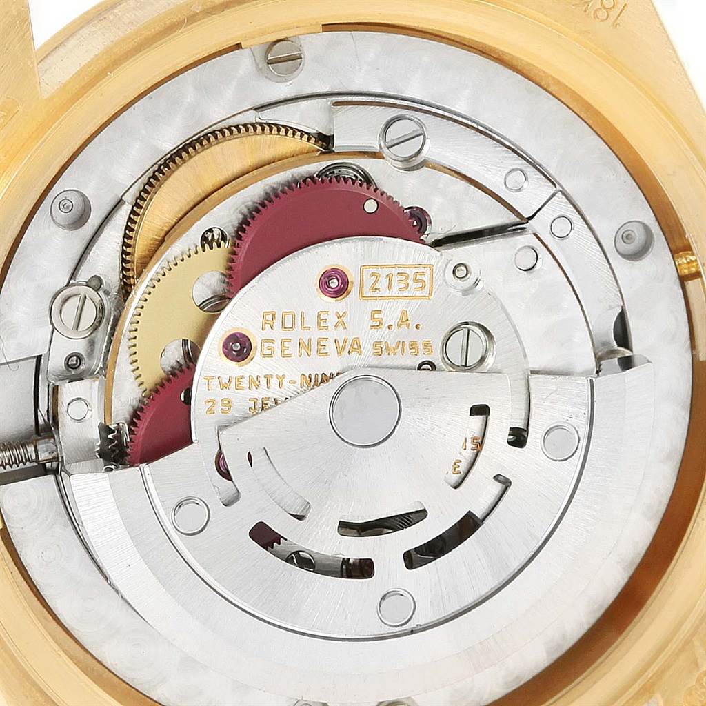 The image shows the internal movement mechanism of the Rolex President 68278 Women's Yellow Gold Champagne Dial 68278 Women's Yellow Gold Champagne Dial model, viewed from the back.