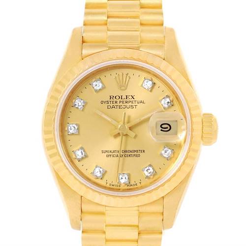 Photo of Rolex President Ladies 18k Yellow Gold Diamond Dial Watch 69178