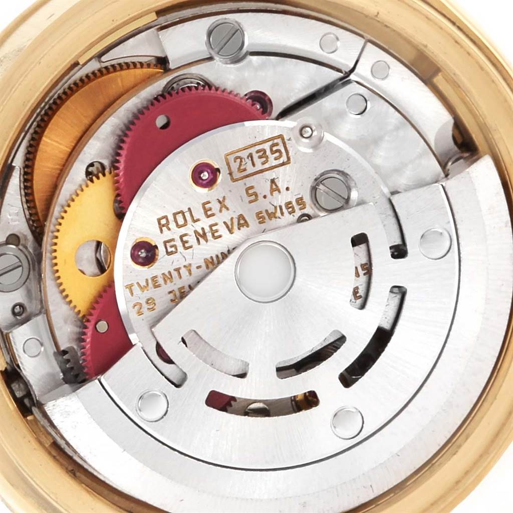 The image shows the internal mechanical movement parts of a Rolex President 69278 Women's Yellow Gold Champagne Dial 69278 Women's Yellow Gold Champagne Dial model watch close-up.