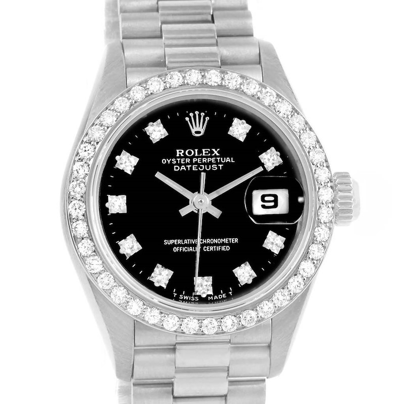 Rolex President Datejust 18k White Gold Diamond Ladies Watch 69139 SwissWatchExpo