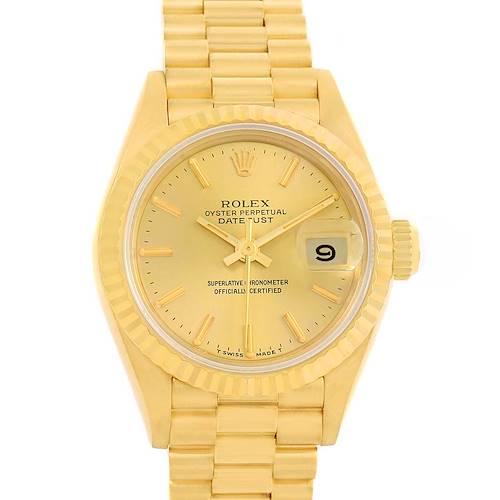 Photo of Rolex President Datejust 18k Yellow Gold Baton Dial Ladies Watch 69178
