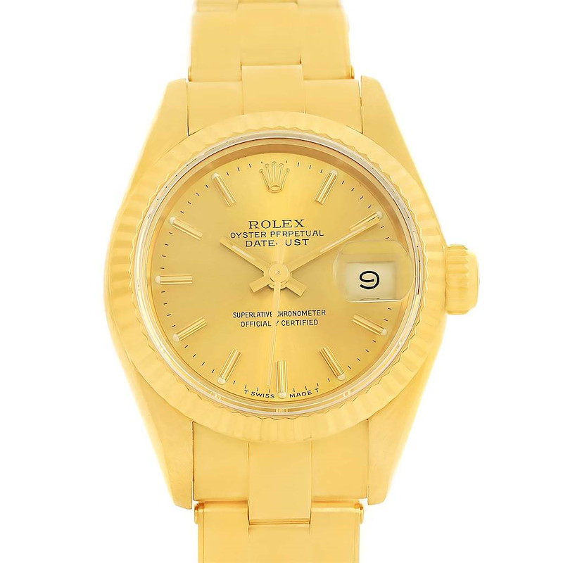 Rolex President Datejust Yellow Gold Oyster Bracelet Ladies Watch 69178 SwissWatchExpo